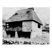 Blauw huis schilderen rubberstempel (Afrduk)