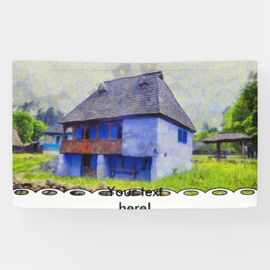 Blauw huis schilderen spandoek (Horizontaal)
