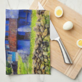 Blauw huis schilderen theedoek (Quarter Fold)