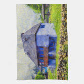 Blauw huis schilderen theedoek (Verticaal)