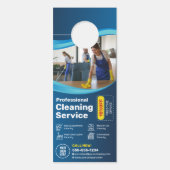Blauw Huis Schoonmaak Huishoudster Janitorial Maid Deurhanger (Voorkant)