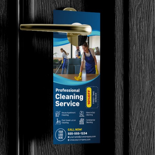 Blauw Huis Schoonmaak Huishoudster Janitorial Maid Deurhanger