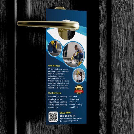 Blauw Huis Schoonmaak Huishoudster Janitorial Maid Deurhanger