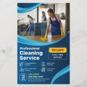 Blauw Huis Schoonmaak Huishoudster Janitorial Maid Flyer (Voorkant)
