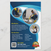 Blauw Huis Schoonmaak Huishoudster Janitorial Maid Flyer (Achterkant)