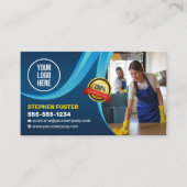 Blauw Huis Schoonmaak Huishoudster Janitorial Maid Visitekaartje (Voorkant)
