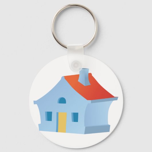 Blauw huis sleutelhanger (Voorkant)