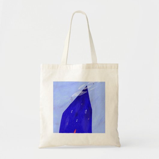 Blauw huis tote bag (Voorkant)