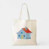 Blauw huis tote bag (Achterkant)