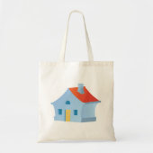Blauw huis tote bag (Voorkant)