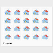 Blauw huis vierkante sticker (Vel)