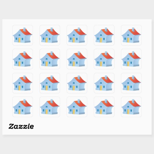 Blauw huis vierkante sticker (Vel)