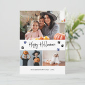 Blauw huisdier foto Happy Halloween Feestdagenkaart (Staand voorkant)