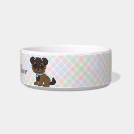 Blauw huisdier Yorkie-hond waterbak of voerbak Voerbakje