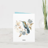 Blauw Hummingbird Hortensia Bloemen Bedankt (Achterkant)