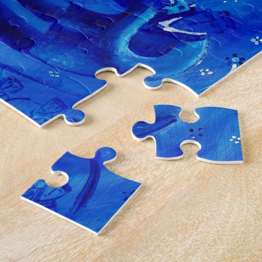 Blauw Huwelijk Hedendaagse Kunst Schilderij Legpuzzel (Zijkant)