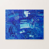 Blauw Huwelijk Hedendaagse Kunst Schilderij Legpuzzel (Horizontaal)