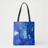 Blauw Huwelijks Schilderij Hedendaagse Kunst Tote Bag (Voorkant)