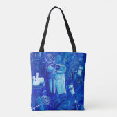 Blauw Huwelijks Schilderij Hedendaagse Kunst Tote Bag (Achterkant)