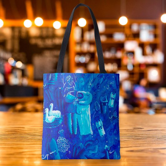 Blauw Huwelijks Schilderij Hedendaagse Kunst Tote Bag