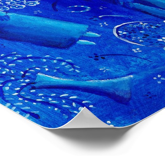 Blauw Huwelijks Schilderij Hedenlands Kunstprint Poster (Hoek)