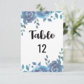 Blauw Huwelijks Tafel Nummer Zitplaatsverdeling Kaart (Staand voorkant)