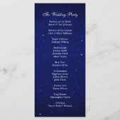 Blauw huwelijksprogramma. Marine nacht winter cere Programmakaart (Achterkant)