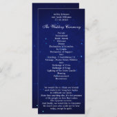 Blauw huwelijksprogramma. Marine nacht winter cere Programmakaart (Voorkant / Achterkant)