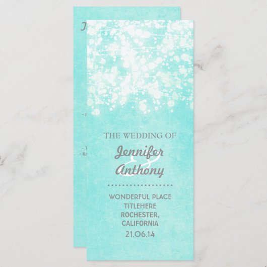  blauw huwelijksprogramma's programmakaart (Voorkant / Achterkant)