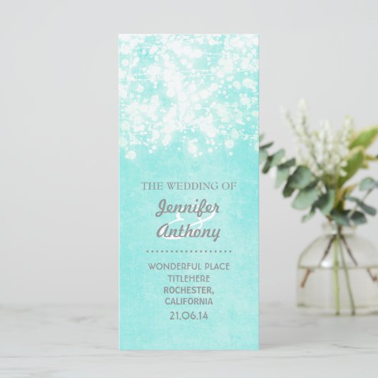  blauw huwelijksprogramma's programmakaart (Staand voorkant)