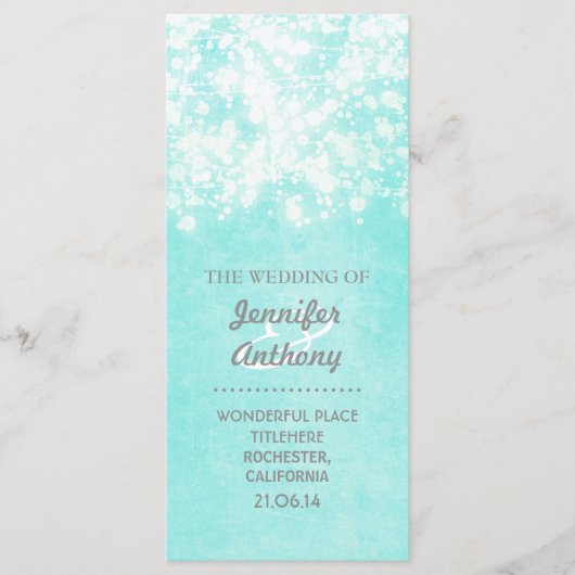  blauw huwelijksprogramma's programmakaart (Voorkant)