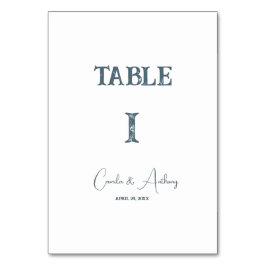 Blauw huwelijkstafelnummer kaart