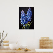 Blauw Hyacint Bloemenkunst Print Poster (Keuken)