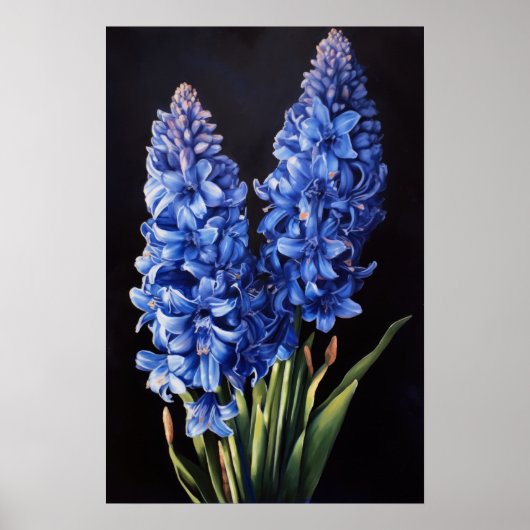 Blauw Hyacint Bloemenkunst Print Poster (Voorkant)