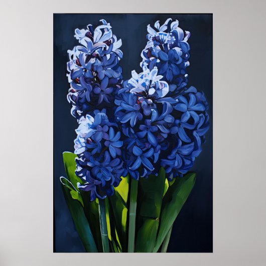 Blauw Hyacint Bloemenkunst Print Poster (Voorkant)