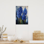 Blauw Hyacint Bloemenkunst Print Poster (Keuken)