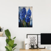 Blauw Hyacint Bloemenkunst Print Poster (Thuiskantoor)