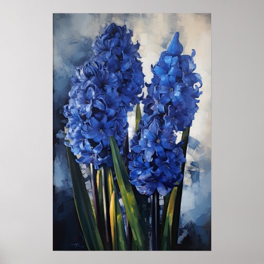 Blauw Hyacint Bloemenkunst Print Poster (Voorkant)