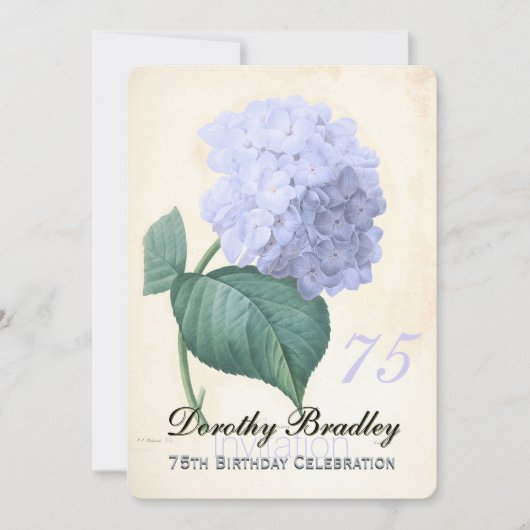  Blauw Hydrangea 75e Verjaardagsviering 2 Kaart (Voorkant)