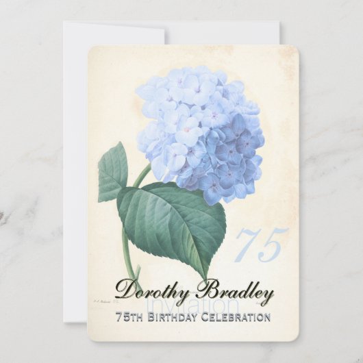 Blauw Hydrangea 75e Verjaardagsviering I Kaart (Voorkant)