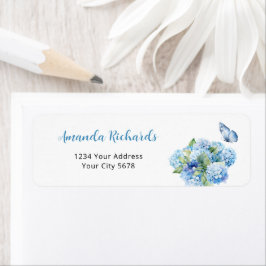 Blauw Hydrangea Baby Shower Adres Etiket