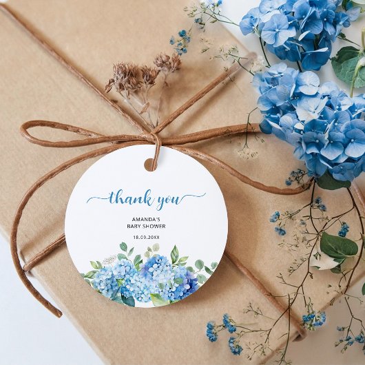 Blauw Hydrangea Baby Shower Bedankt Bedankjes Labels