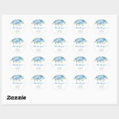 Blauw Hydrangea Baby Shower Bedankt Ronde Sticker (Vel)