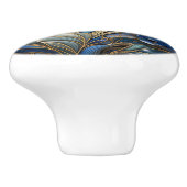 Blauw Hydrangea Bloem 3D Effect Keramische Knop (Zijkant)