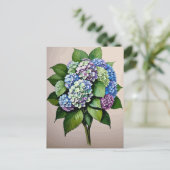 Blauw Hydrangea Bloem Briefkaart (Staand voorkant)