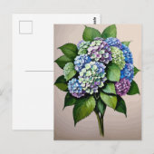 Blauw Hydrangea Bloem Briefkaart (Voorkant / Achterkant)