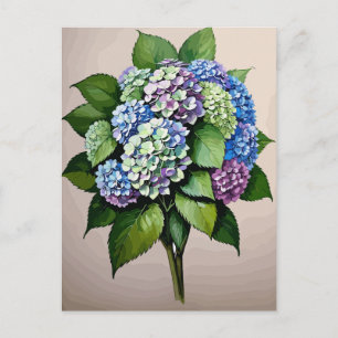 Blauw Hydrangea Bloem Briefkaart