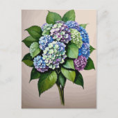 Blauw Hydrangea Bloem Briefkaart (Voorkant)