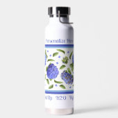 Blauw Hydrangea Bloem Ontwerp Gepersonaliseerd Waterfles (Links)
