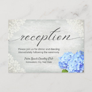 Blauw Hydrangea Bloem Wit Kant Bruiloft Kaart
